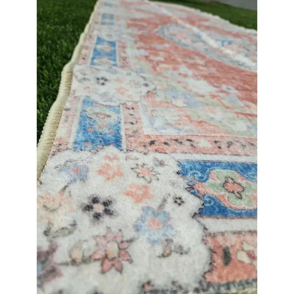 OMERAI PEACH AND GRAY 24 X 72 Inch washable runner